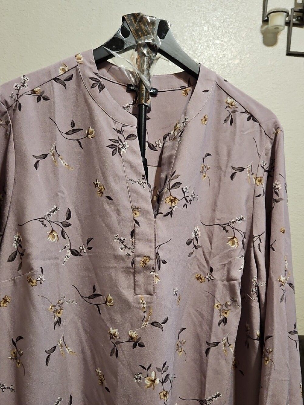 Hilary Radley Lavender Floral V-Neck Long-Sleeve Blouse - Picture 2 of 5
